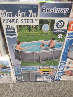 Bestway 5613ZE Power Steel™ 10' x 6'7" x 33" Oval Pool Set