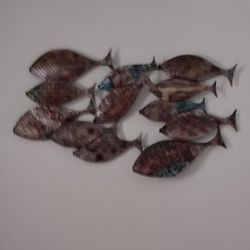 All metal 12 fish wall art