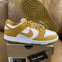 New* Nike Dunk Low Retro Gold Yellow White WOMENS 7.5 or Mens gs 6 Y US - DS OG All