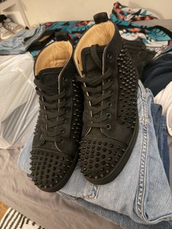 Christian Louboutin Louis Flat Spikes High Tops - Black Suede - Size 42 (Complete Set)