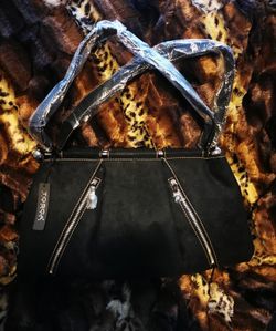 TOSCA BLU Black Suede Leather Handbag Purse Tote RARE  NWT!