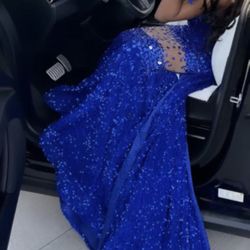 Royal Blue Sequince Prom Dress