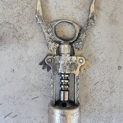 ANTIQUE CORKSCREW GRAPES DESIGN. RARE BOTTLE OPENER MADE IN ITALY