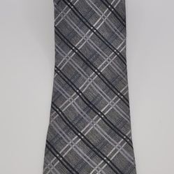57x3 George Polyester Necktie Black Grey White Plaid Pattern