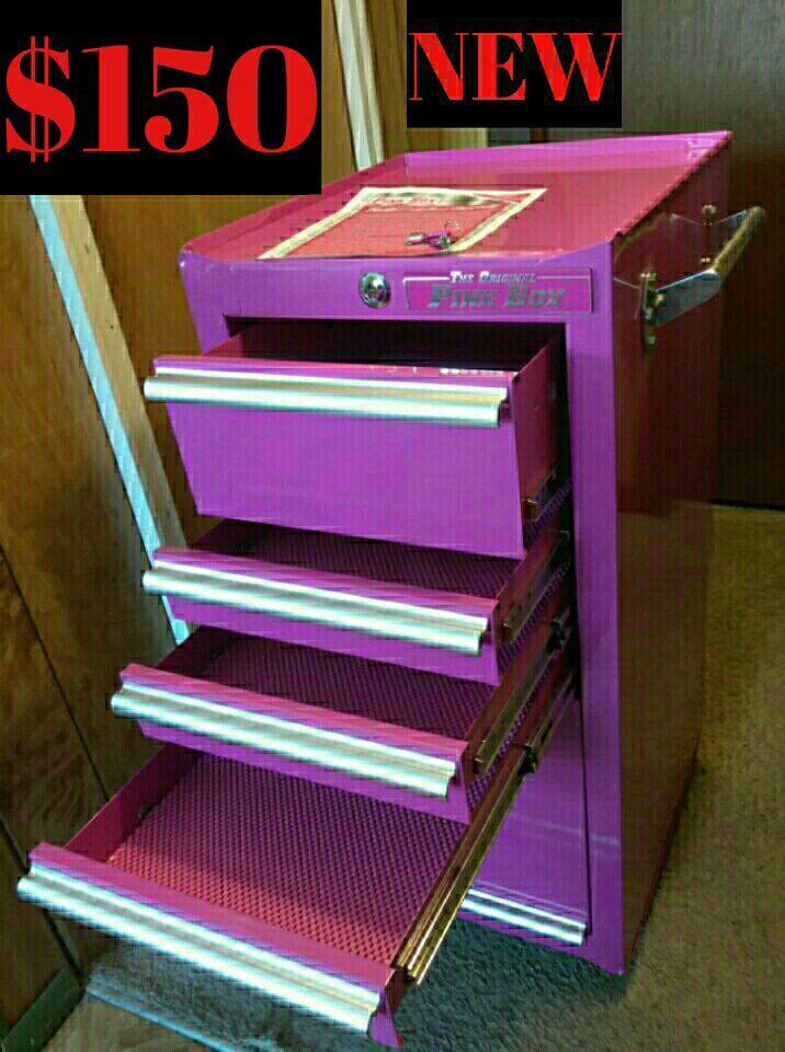 BRAND NEW THE ORIGINAL PINK BOX TOOL CART/SALON CART/LOCKING DRAWERS
