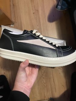 Black Leather Low-Top Sneakers with White Sole