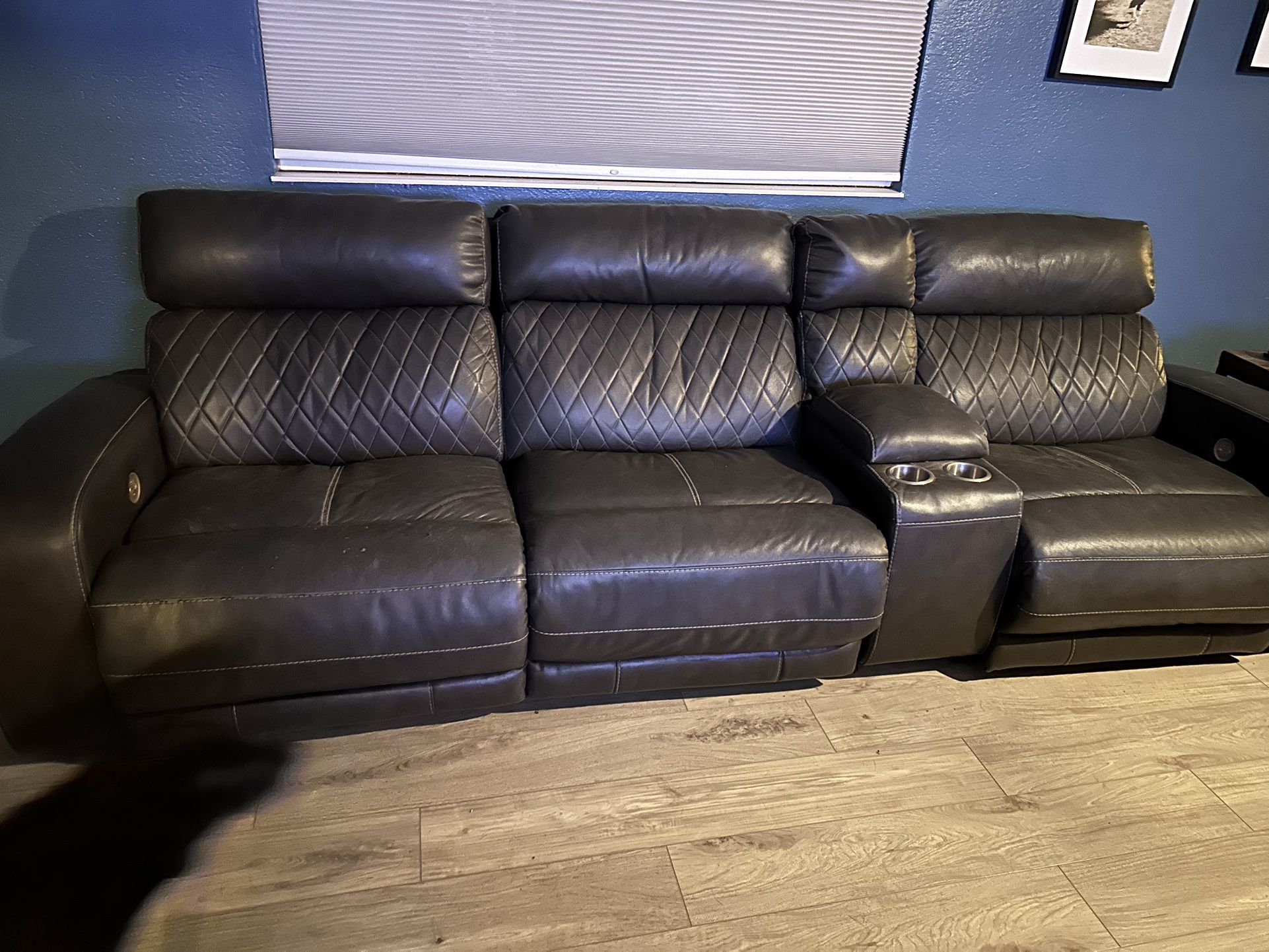 Gray Leather Couch 50$ OBO