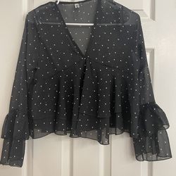 Korean style Black And White Dotted Shirt
