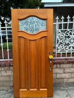 CHEAP Solid Mahogany Front Door w/ Leased Glass (36x80)