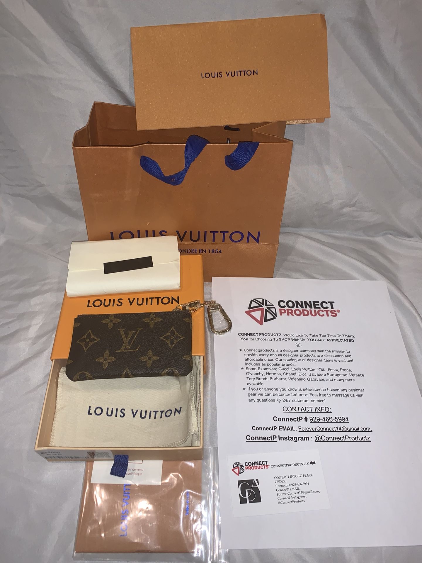 Brand New Authentic Louis Vuitton Brown Monogram Key Pouch (NOW available for Shipment Worldwide & Pickup in NY)