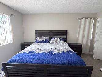 Bed frame with 2 nightstands