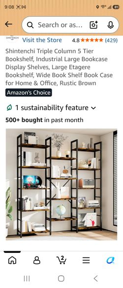 Triple column 5 tier bookshelf