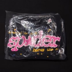 Sp5der Hoodie Black And Pink V2