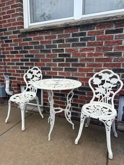 Table and  two chairs  outside