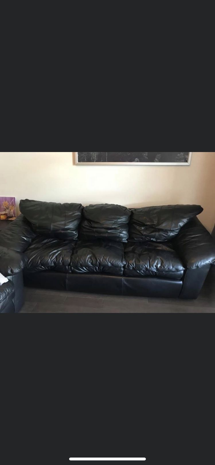 Black leather couches