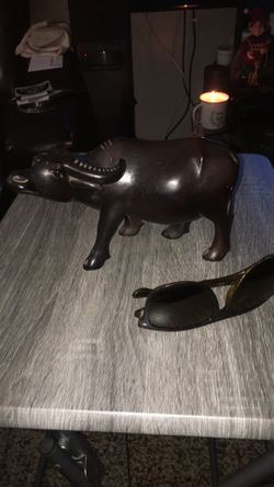 Wood Bull   About 6 Inch Up And 10 Inches Long 