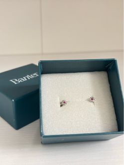 Banter Silver Ruby Halo Stud Earrings