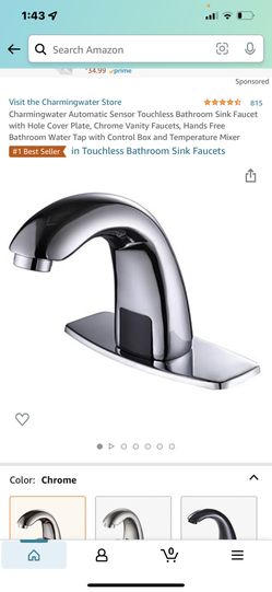 Charmingwater Automatic  Sensor  Touchless Bathroom  Sink Faucet  With Hole Cover  Plate