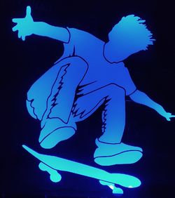 Skater etched lighted mirror