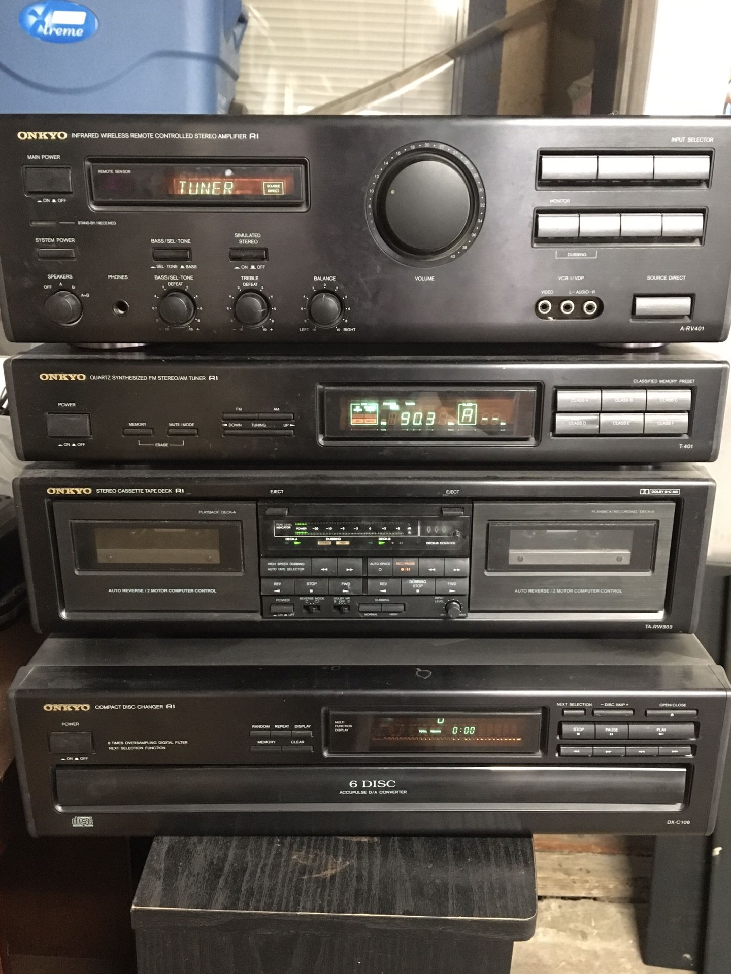 ONKYO Amplifier, Tuner, Cassette Tape Deck, CD Changer