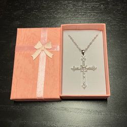 Brand new sparkling cross necklace with gift box
