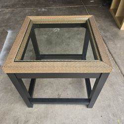 Stylish Wicker and Glass End Table