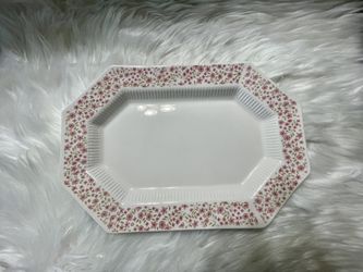 Independence Ironstone Platter Ceramic Floral Pink & White
