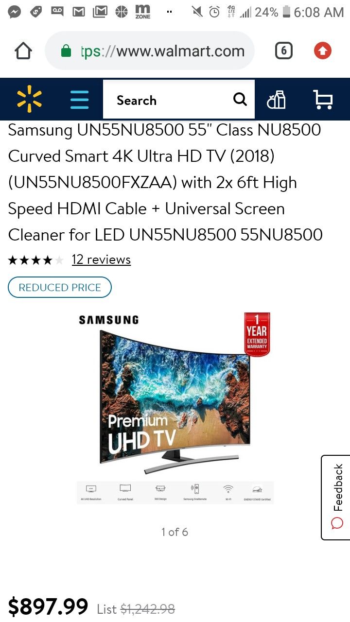 55 inch Samsung 4k curve tv 2018 version