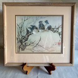 Custom Framed Signed And Numbered Lena Liu Three Birds Print 