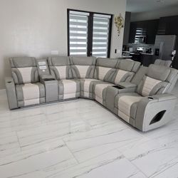 Seccional Reclinable Led Electrico 