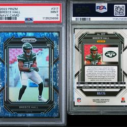 Breece Hall Navy Camo /25 PSA 9 Rookie Prizm 