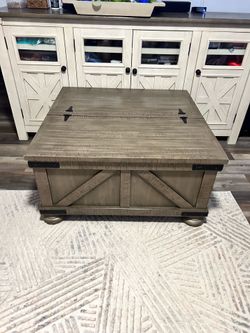 Large coffee table with a lot of storage