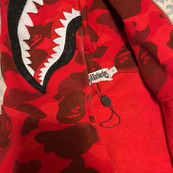 Bape Color Camo Shark Full Zip Hoodie (red)
