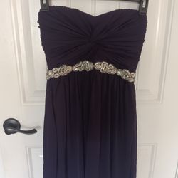 Purple Strapless Dress with Beaded Waist