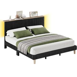 Upholstered Bed Frame (KING) with Vertical Channel & Adjustable Headboard