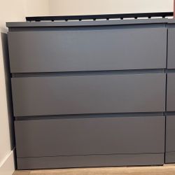 IKEA grey 3 drawer dresser – sturdy, clean, and ready to go!