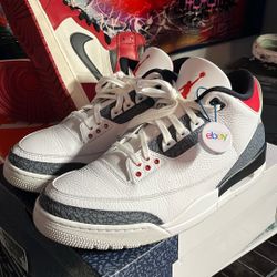 Jordan 3 Denim Fire Red Size 13 