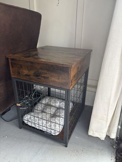 Side Table with Built-in Dog Crate