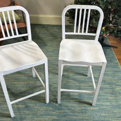 White Metal Stools 2x