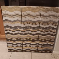 3 Panel Zigzag Neutral Color Canvas Picture