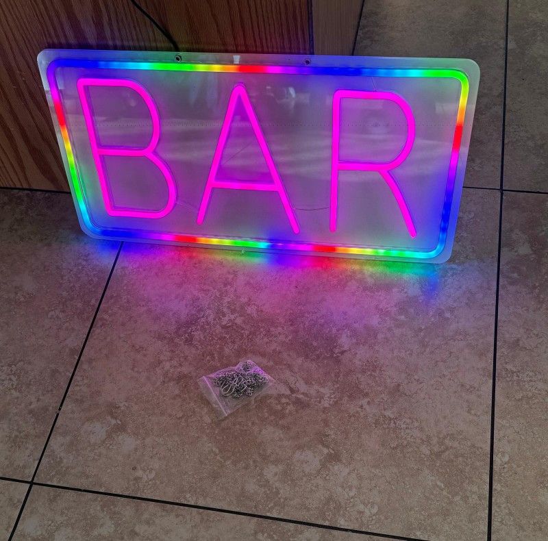 Plastic Indoor And Outdoor LED Lighted Bar Sign 20 X10