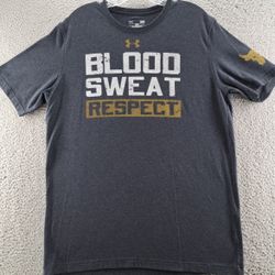 Under Armour Project Rock Blood Sweat Respect T-Shirt Mens Blue Heatgear large