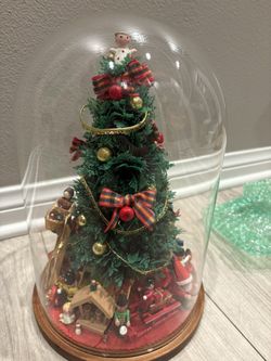 Vintage Christmas Tree With Glass Display Case