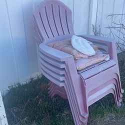 Back Yard Chairs 10$ Each Used Faded Color Red