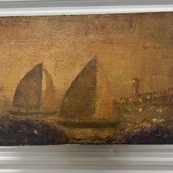 Original Vintage Oil Painting Seascape with Sailboats - Signed O'Connor - 36 × 24 in