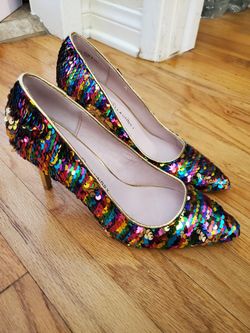 Chinese Laundry Sequins Rainbow And Gold Pumps