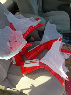 Spiderman brand new day buckets, plushies, and hybrid bucket / drink