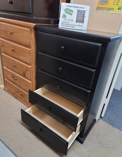 Dresser 5 Drawers 100% Pinewood (white $269)🌲