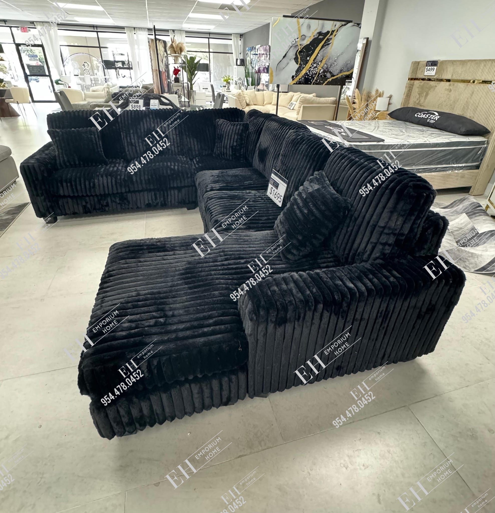 Black Velvet Sofa Sectional 🔥buy Now pay Later
