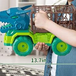 NEW! Mechanical Dinosaur Truck Set, 9 pcs (Truck, Play Mat, 4 Dino Figures, 2 Trees, Gate)